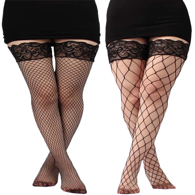 Thigh High Sock Stay Up - FREEAUCE Plus Size Hollow Mesh Fishnet
