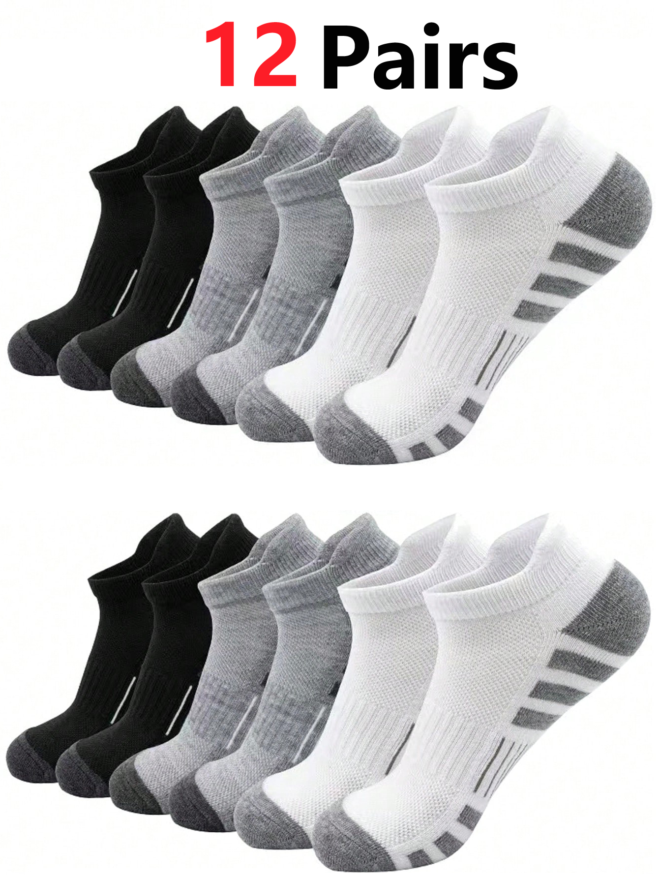 12 Pairs Cushioned Breathable  - Athletic Sock Cushion avis et prix