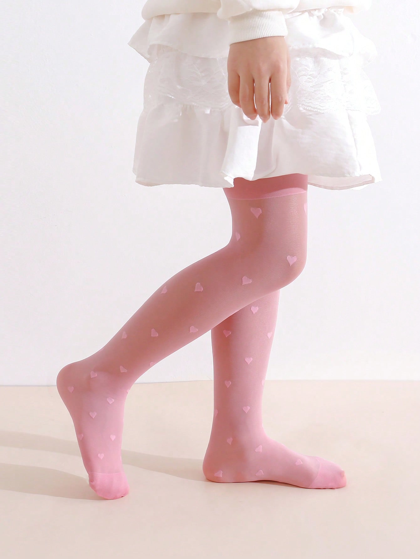 3Pcs Girls Heart Print Tights  - Tights Pantyhose Sheer avis et prix
