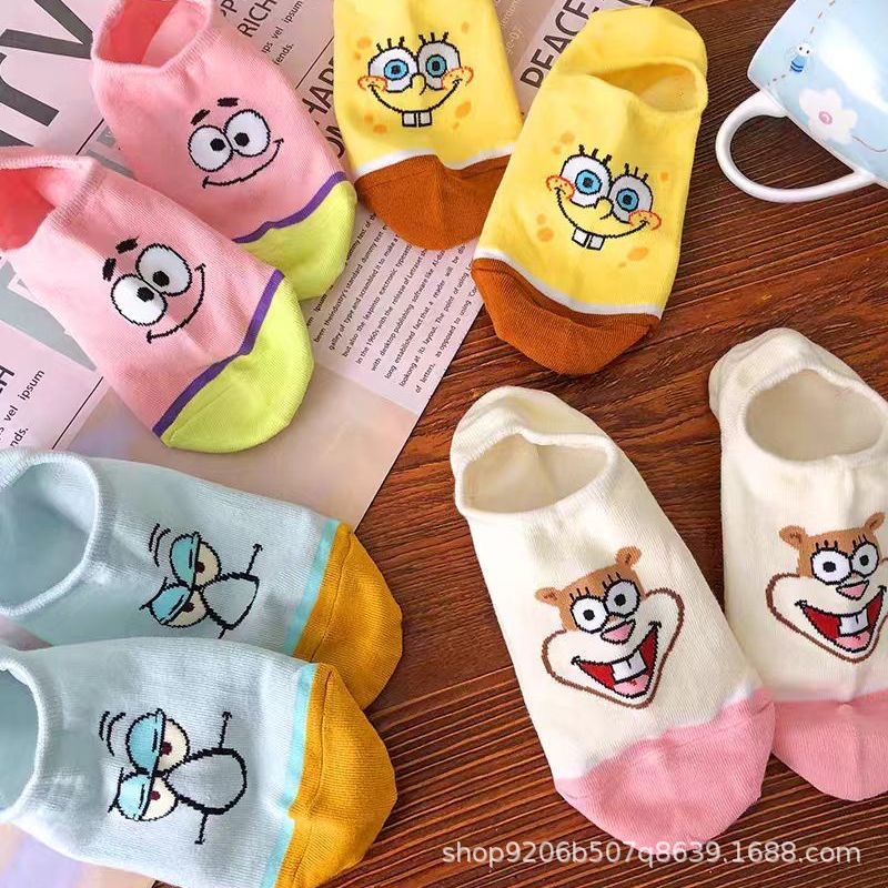 4PCS Hot Cute SpongeBob Square - Invisibility Sock Loafer avis et prix