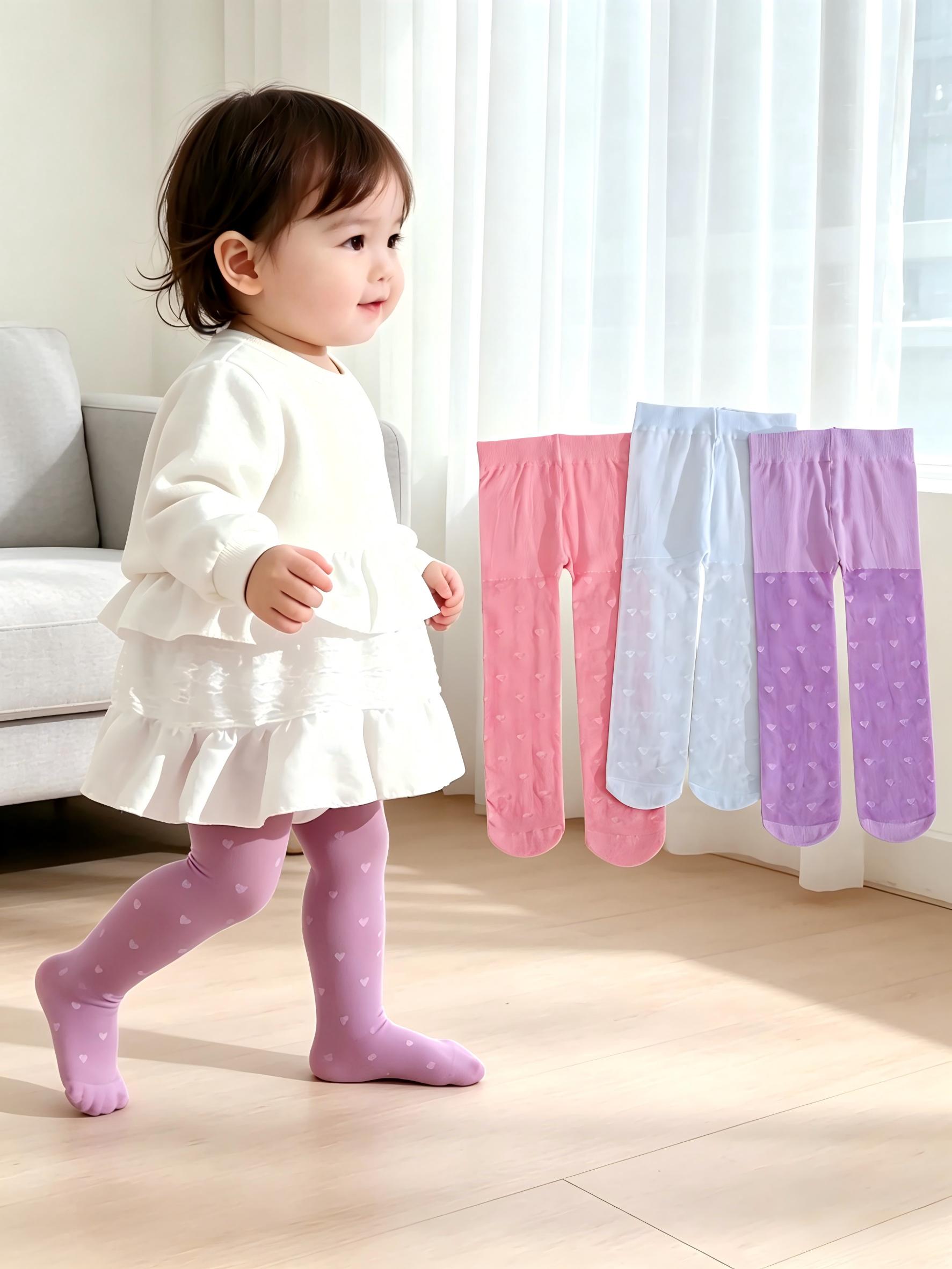 3PCS Toddler Girls Heart Print - Tights Pantyhose Sheer avis et prix