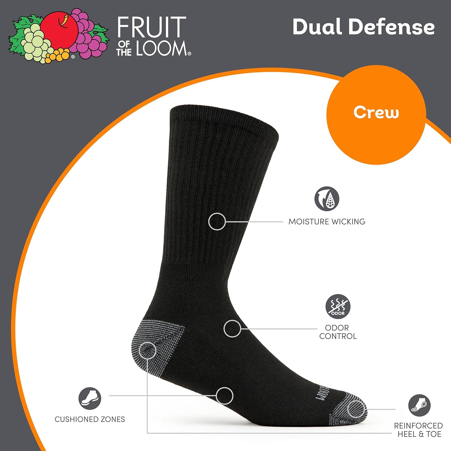 Men's Dual Defense Crew Socks  - Cotton Crew Sock Pack avis et prix